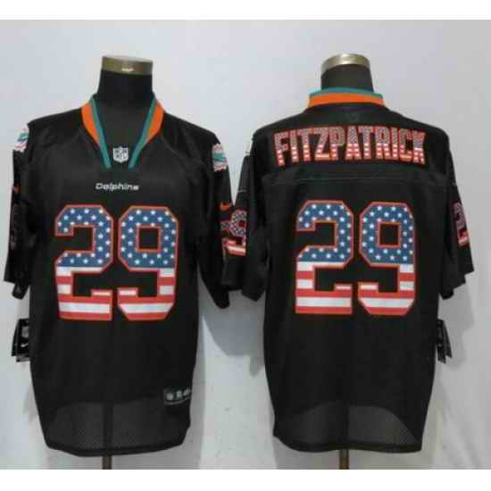 Nike Dolphins #29 Minkah Fitzpatrick Black USA Flag Fashion Elite Jersey 1